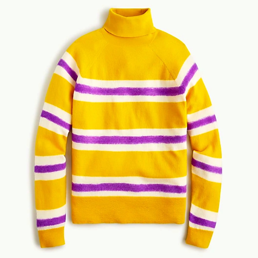 🍋 NWT JCrew Turtleneck sweater striped boil wool